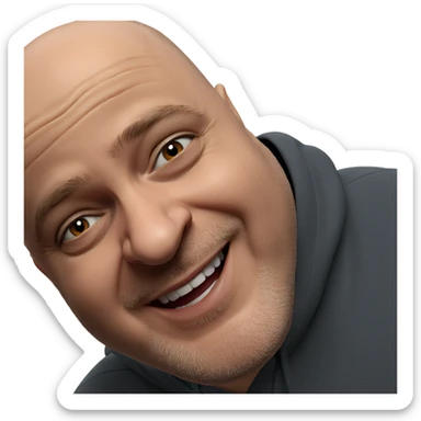 bald boy with a smile sticker