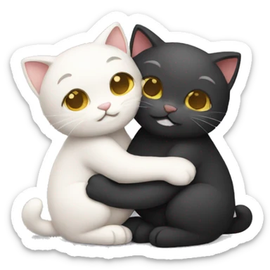 Two kitty hugs sticker