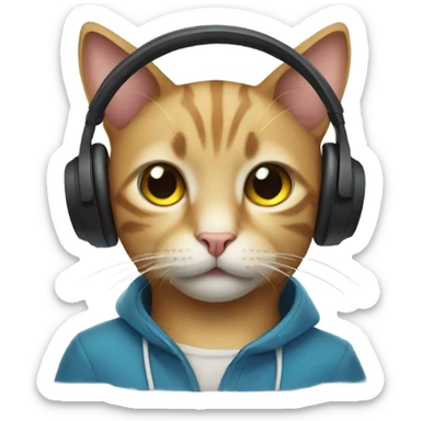 Cat with headphones  sticker