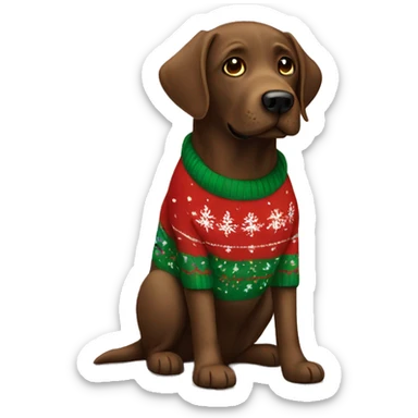 Brown labrador with Christmas sweater sticker