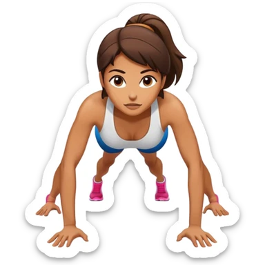 A woman is doing push-ups.determined. sticker