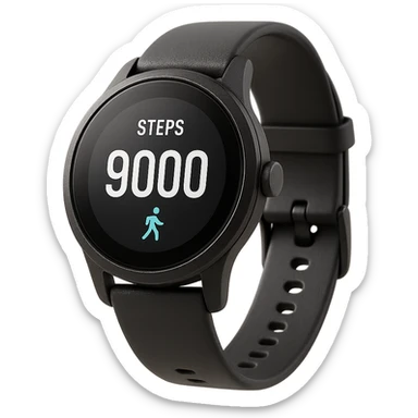 orologio contapassi che segna 9.000 passi sul display, fluttua in aria, iperrealistica 4k, isolato su sfondo bianco sticker