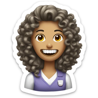 Curley hair Woman getting tooth pulled  sticker