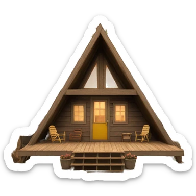 Vintage a-frame cabin with front deck sticker