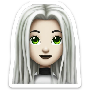 White girl, anonymous, cyberpunk black dreadlocks, green eyes, gothic, punk sticker