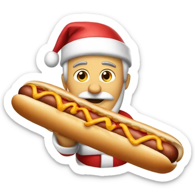 Santa rising a hotdog sticker