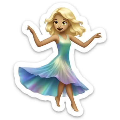 Dancing blonde girl in an iridescent dress sticker