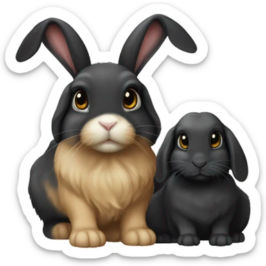 black lop rabbit and golden lop rabbit sticker