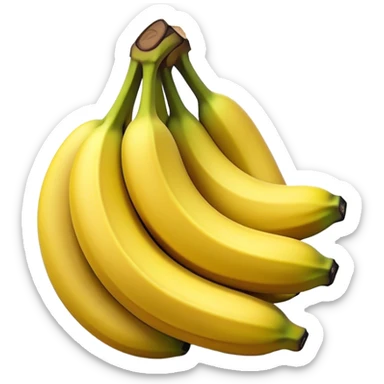 Cinematic bright yellow bananas, smooth peel with gentle curves, slightly ripened, stacked in a charming bunch, warm glowing background, soft and inviting. sticker