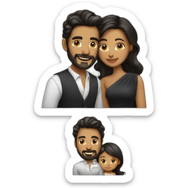 Novios, hombre moreno y mujer cabello oscuro sticker