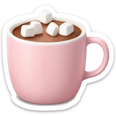 Light Pink mug of hot chocolate with marshmallows  sticker