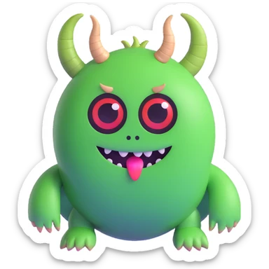 one-eyed green round monster with little horns like in Monsters Inc sticker