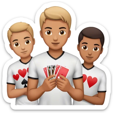 male friend group playing sport cards sticker
