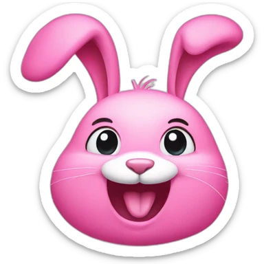Pink rabbit winking sticker