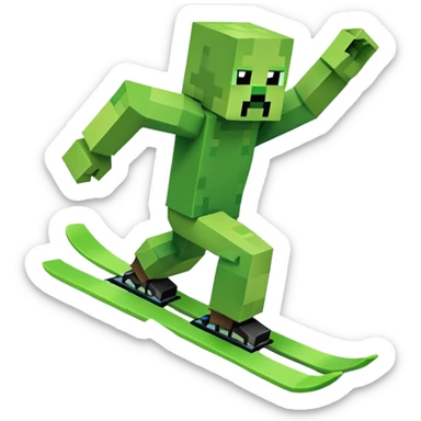 Minecraft creeper skiing fast uphill sticker