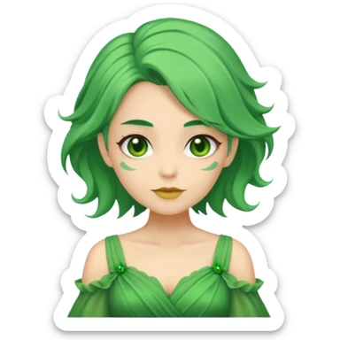 green dress old character, green hair. sticker