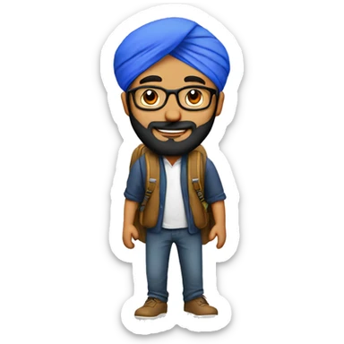 Sikh guy with glasses and backpack sticker