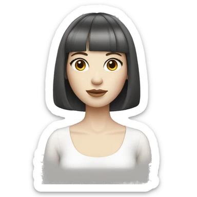 pale skin girl with fair bob and bangs haircut  sticker