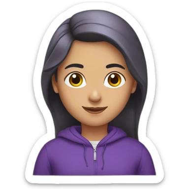 Armenian women in purple sweatshirt and congratulating  sticker