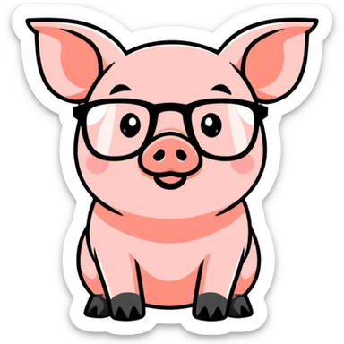 Pig wearing glass sticker