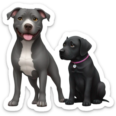 Grey pitbull next to black retriever dog sticker