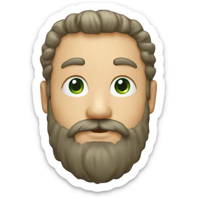 Homme cheuveu boucle aux yeux vert avec une barbe qui fait un bisous avec un coeur sticker