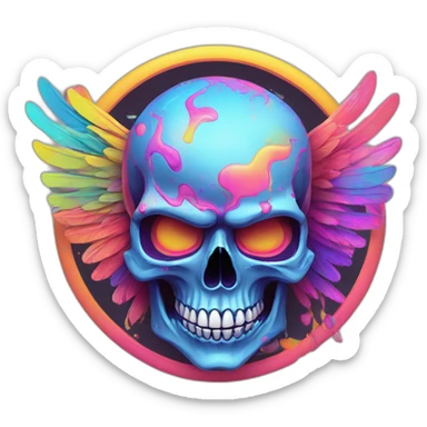 Logo Nike with Trippy Skull colorful sticker