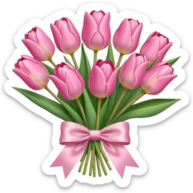 Pastel pink tulip bouquet with bow sticker