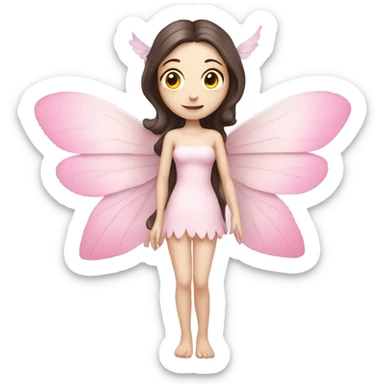 Pale skin, brunette fairy woman with pink wings full body sticker