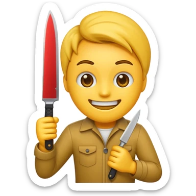 🙂 this emoji holding knife sticker