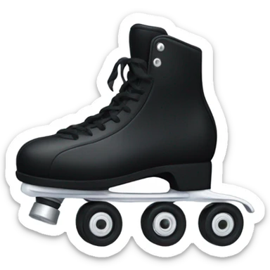 Pair of black roller skates with black wheels and black laces sticker