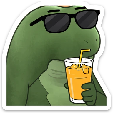 bomb in sunglasses sipping a drink and laying under a palm tree sticker