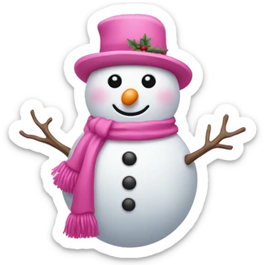 Pink snowman sticker