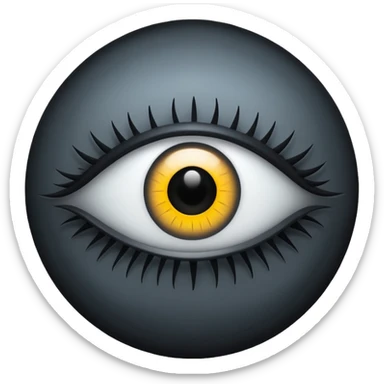 Minimal emoji, gothic futuristic eye, cold grey sclera, pupil replaced by a solid black number 8, occult cyber aesthetic, sharp clean lines, flat emoji design, centered, transparent background sticker