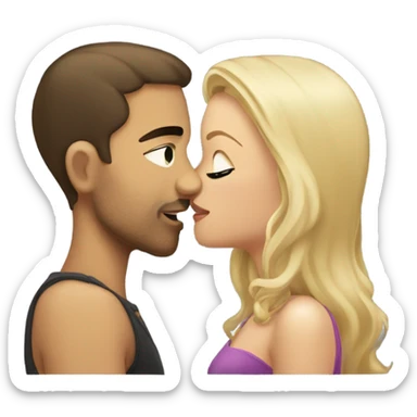 Brunette man kissing blonde woman sticker