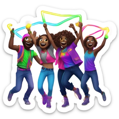 Raver friends having a blast  sticker