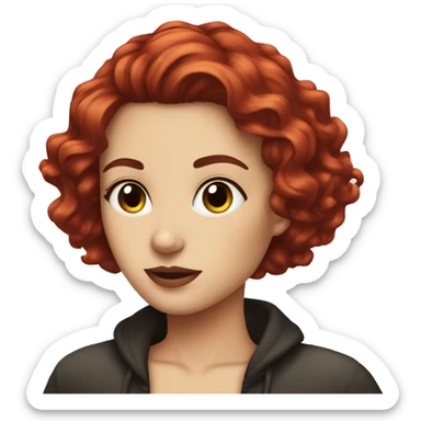 short dark and red hair reflection beauty white girl on the beached  sticker