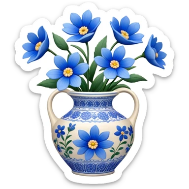 vase of blue flowers sticker