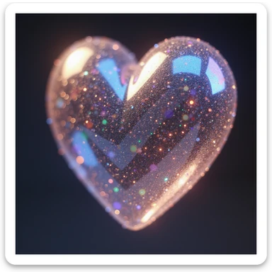 photorealistic holographic heart with sparkles and iridescent shine sticker