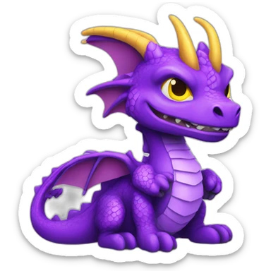 purple dragon with yellow eyes wearing wizard clothes sticker