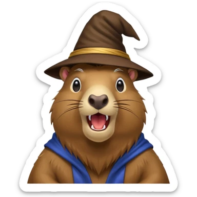wizard capybara shouting sticker