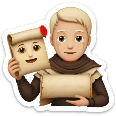 person with old scroll judgment emoji style sticker