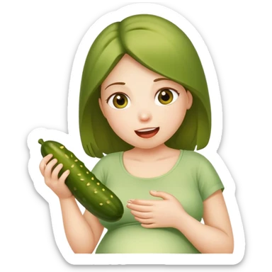 Pregnant girl eating a pickle sticker
