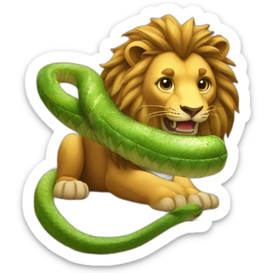 Un serpent qui mange un lion sticker