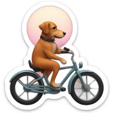 Human dog riding a bike sunset sticker
