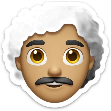 black long hair guy with mustache and goatee sticker