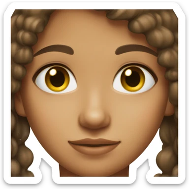 girl with tan skin, green eyes, light freckles, and dark brown hair sticker