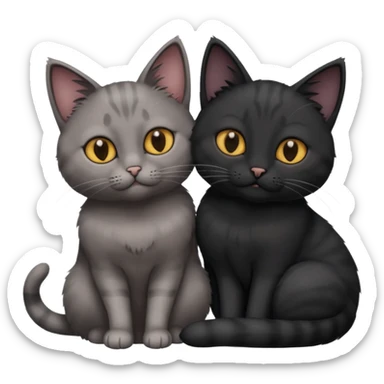 1 grey cat and 1 black cat cuddling sticker