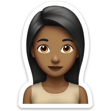 And girl skin color is tan and has black medium hair  sticker