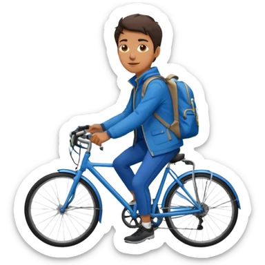Commuter + blue jacket + backpack, City Cyclists. sticker